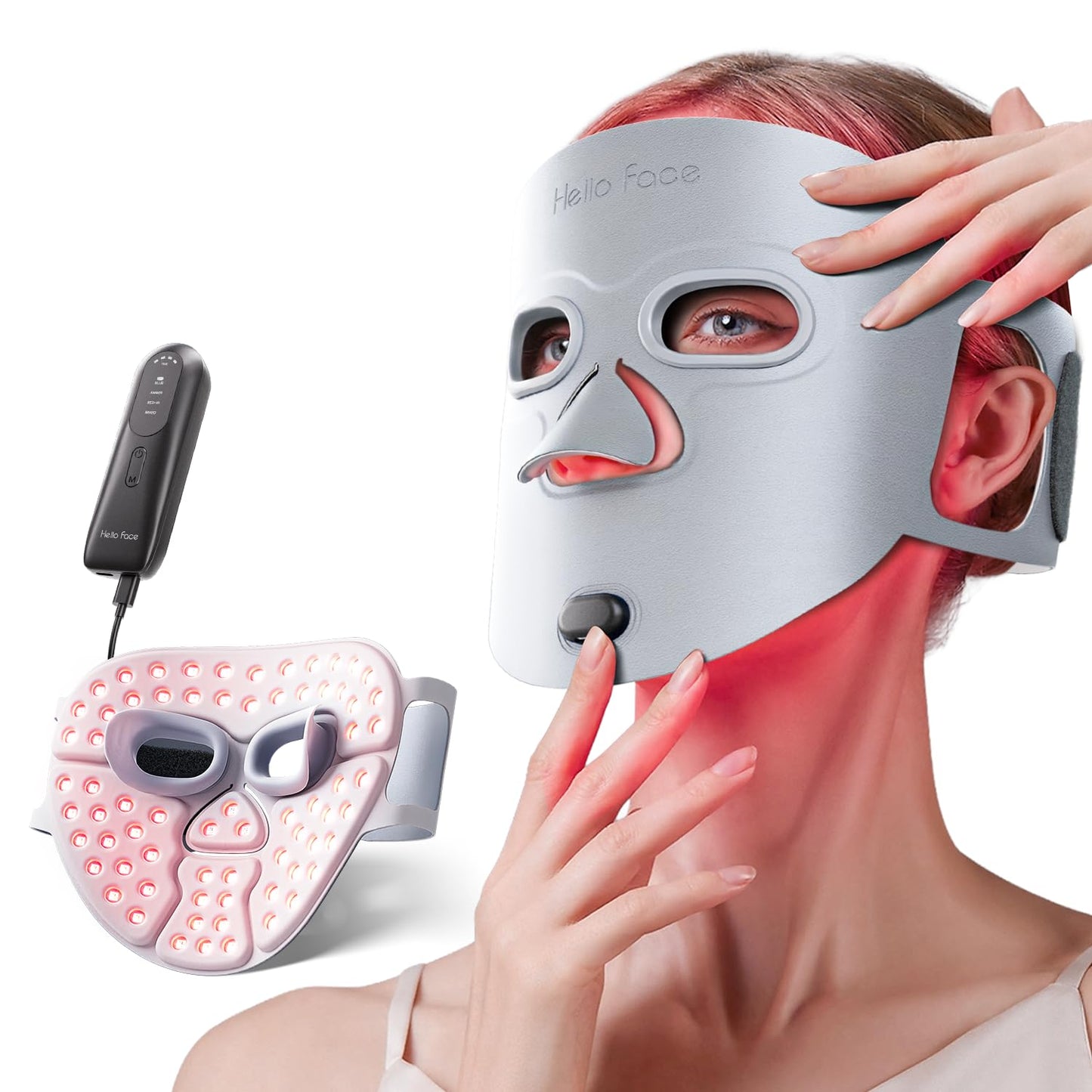 Hello Face 510K Wireless Near-Infrared and Red Light Therapy Facial Mask For Powerful Anti-ageing Professional Ultra-light Mask